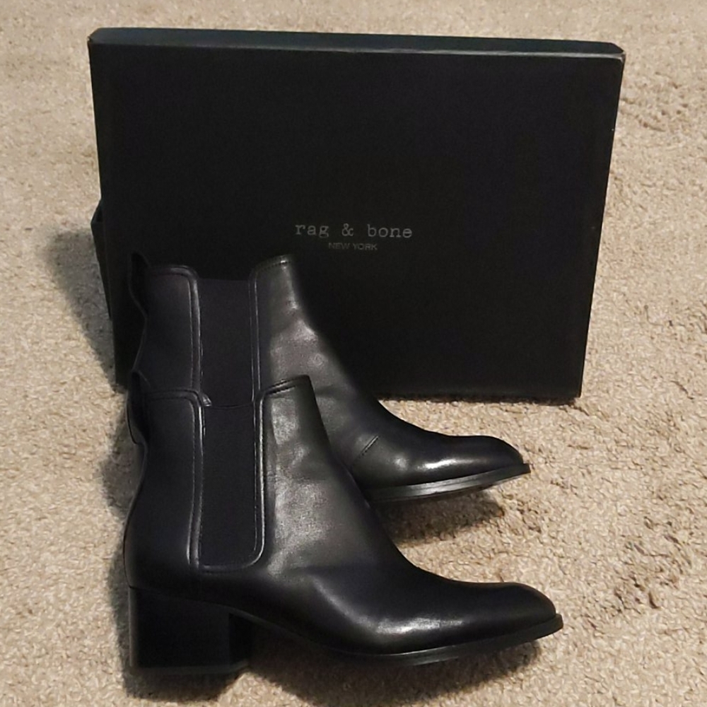 rag & bone Walker Black Leather Ankle Boots
